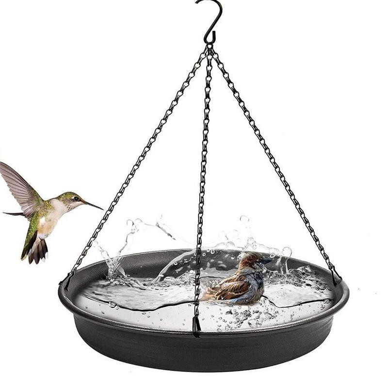 Pakabinamas paukščių lesytuvas paukščių vonios padėklas naminių paukščių šėrimo padėklas vandens gertuvė su patvaria grandine lauko sodo kiemo dekoro reikmenys naminiams gyvūnėliams