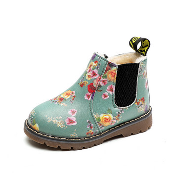 Παιδικές μπότες για κορίτσια Παπούτσια Φθινοπωρινή χειμερινή μόδα Casual εμπριμέ λουλούδια Παιδικά κοντά μποτάκια ботинки детские
