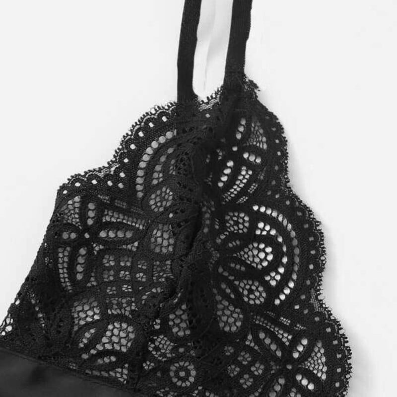 Sexy čipkované rozparované čipkované bikiny módne pásovanie trojbodové mašľové bralette spodná bielizeň dámska súprava priehľadná podprsenka