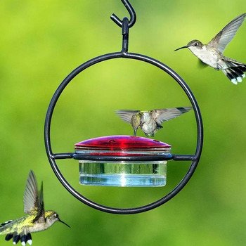 Тънка метална хранилка за колибри Висяща метална кръгла хранилка за колибри Поилка за вода за птици на открито Двор Градина Двор Декор