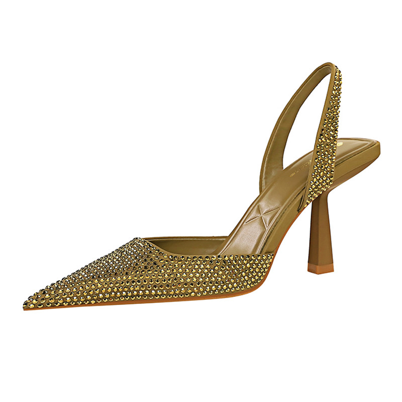 Aphixta Vară Tocuri subțiri Sandale cu vârful ascuțit Femei Curea la gleznă Din piele intoarsa albastra Cristale de lux Pantofi pantofi moderni Marimea Plus 43