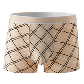 Boxer pentru bărbați Lenjerie de corp Boxeri din bumbac Homme Fashion Chiloți pentru bărbați cu talie mijlocie Respirație în U Husă convexă Chiloți în carouri Cueca