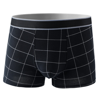 Boxer pentru bărbați Lenjerie de corp Boxeri din bumbac Homme Fashion Chiloți pentru bărbați cu talie mijlocie Respirație în U Husă convexă Chiloți în carouri Cueca