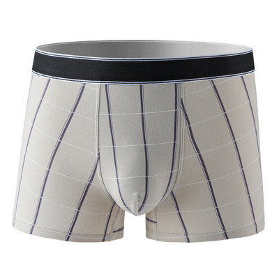 Boxer pentru bărbați Lenjerie de corp Boxeri din bumbac Homme Fashion Chiloți pentru bărbați cu talie mijlocie Respirație în U Husă convexă Chiloți în carouri Cueca