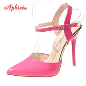Aphixta Ljetne 12 cm super visoke stiletto pete Sandale s remenčićima za gležnjeve Ženske šuplje špicaste pete Cipele za zabave Plus veličina 48