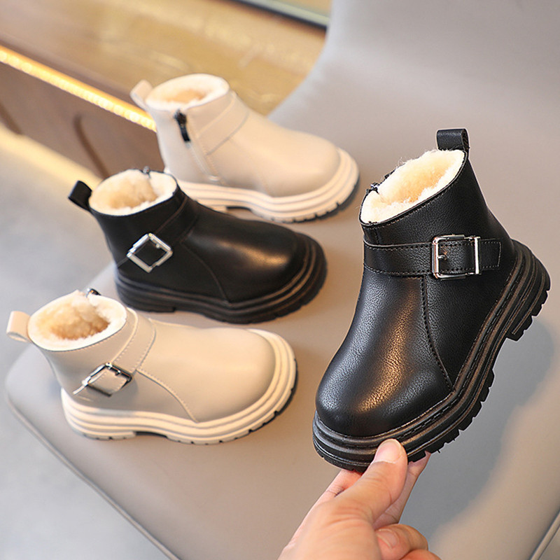 Cizme Copii Noua Iarna Moda Cizme calde Baieti Fete Pantofi cu platforma Fermoar Cizme cu varf rotund Pantofi casual copii