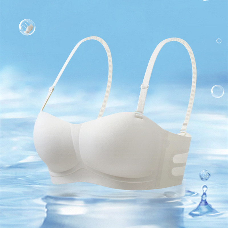 Lenjerie de corp fără bretele, piept mic pentru femei, sutien invizibil anti-alunecare fără inel de oțel, secțiune subțire, fără sudură, stil de sus