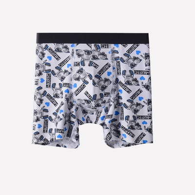 Boxer lungi imprimați la modă Chiloți pentru bărbați Lenjerie de corp respirabilă în modal de bumbac Husă în U confortabilă Boxer lungi