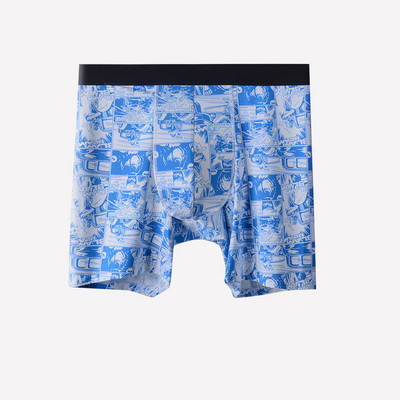 Boxer lungi imprimați la modă Chiloți pentru bărbați Lenjerie de corp respirabilă în modal de bumbac Husă în U confortabilă Boxer lungi