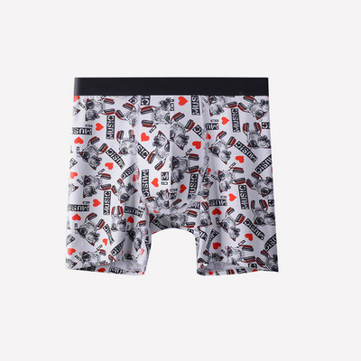 Boxer lungi imprimați la modă Chiloți pentru bărbați Lenjerie de corp respirabilă în modal de bumbac Husă în U confortabilă Boxer lungi