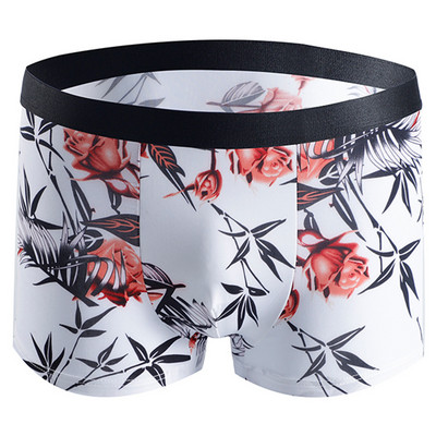 Chiloți de mărime Plus 5XL-10XL Chiloți bărbați din mătase de gheață Lenjerie de corp Boxer pentru bărbați fără sudură Chiloți sexy pentru bărbați, imprimați la modă