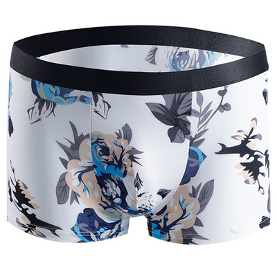 Chiloți de mărime Plus 5XL-10XL Chiloți bărbați din mătase de gheață Lenjerie de corp Boxer pentru bărbați fără sudură Chiloți sexy pentru bărbați, imprimați la modă