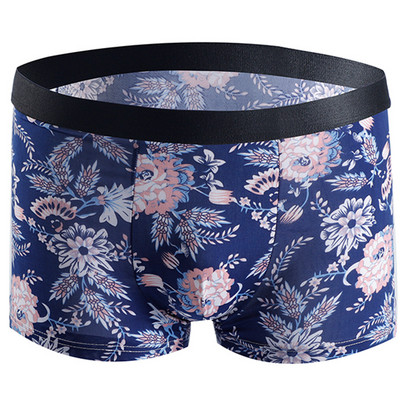 Chiloți de mărime Plus 5XL-10XL Chiloți bărbați din mătase de gheață Lenjerie de corp Boxer pentru bărbați fără sudură Chiloți sexy pentru bărbați, imprimați la modă