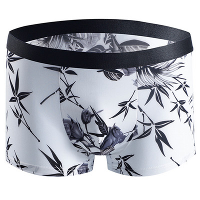 Chiloți de mărime Plus 5XL-10XL Chiloți bărbați din mătase de gheață Lenjerie de corp Boxer pentru bărbați fără sudură Chiloți sexy pentru bărbați, imprimați la modă