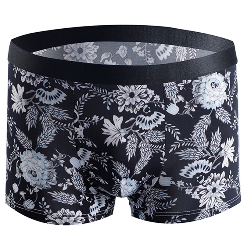Chiloți de mărime Plus 5XL-10XL Chiloți bărbați din mătase de gheață Lenjerie de corp Boxer pentru bărbați fără sudură Chiloți sexy pentru bărbați, imprimați la modă