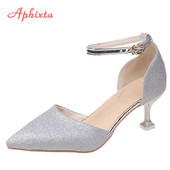 Aphixta Ljeto 2022. Sandale na tanku petu od 6,5 cm Ženske cipele sa šiljatim prstima Ženske prozračne cipele s kopčom Plus Veličina 48 49