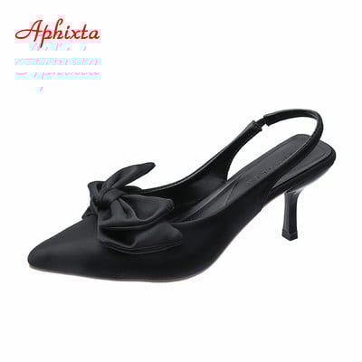 „Aphixta“ 7 cm ploni kulniukai, moteriški sandalai, smailūs purpuriniai, purpuriniai šilko, drugelio mazgai, moteriški modernūs slydimo batai, plius 42 dydis