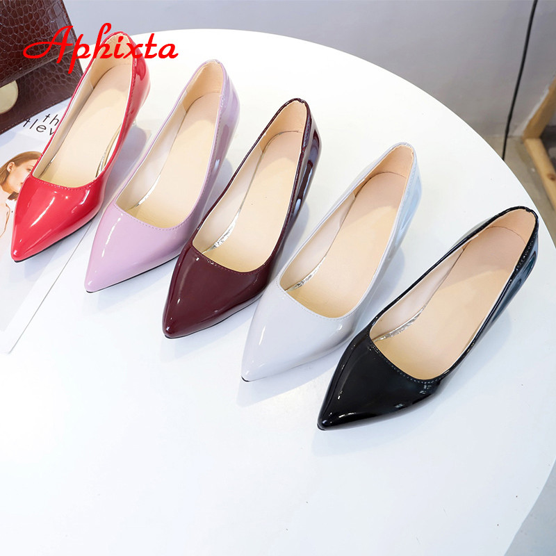 Aphixta 2022, primăvară, pantofi cu toc subțire, metal, 2,36 inci, femei, roșii, cu vârf ascuțit, cu toc de pisoi, pantofi de birou, plus marimea 50