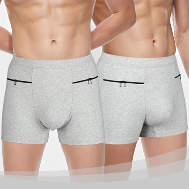 Muško donje rublje veće veličine s džepovima na patentni zatvarač Gaćice Pamučne seksi bokserice otporne na krađu Gaćice Calzoncillos Hombres