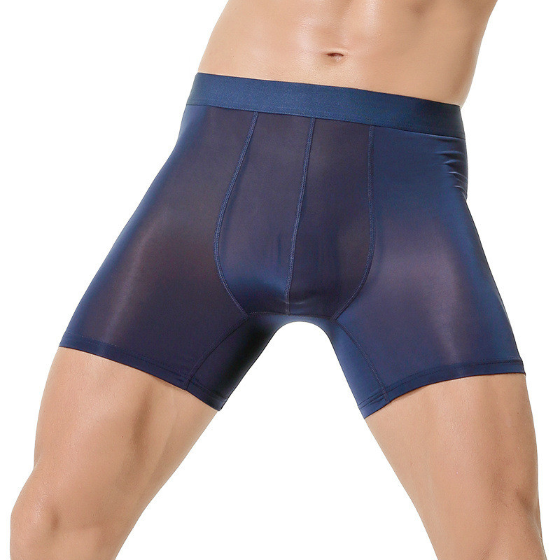 L-6XL Sexy Boxeri pentru bărbați Lenjerie de corp Chiloți de mărime mare pentru bărbați, mătase de gheață, husă respirabilă, chiloți cu picioare lungi, boxeri pentru bărbați, mărime mare