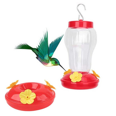 Υπαίθριος τροφοδότης πουλιών λουλουδιών με σιδερένιο γάντζο Πλαστικό μπουκάλι πόσιμου νερού για πουλάκι Τροφοδότης κολιμπρί Προμήθειες για κατοικίδια κήπου