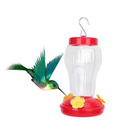 Hrănitor pentru păsări pentru flori în aer liber cu cârlig de fier Sticlă de plastic pentru adăpători de apă pentru păsări Hrănitor pentru colibri agățat pentru grădină.