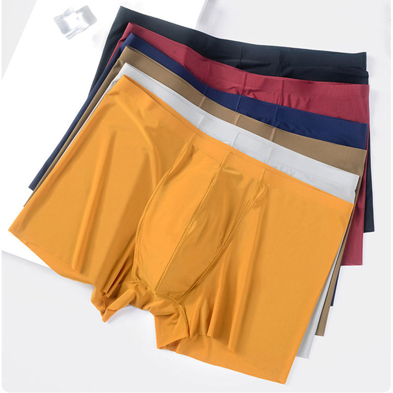 Ljetne muške bokserice Ice Silk Jednobojno donje rublje Bešavne seksi U torbica Muške bokserice Tanke prozračne udobne muške gaćice