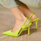 2022 de vară pentru femei cu toc verde lime pantofi cu slingback, sandale de lux din satin de mătase, designeri de femei, pantofi sexy de petrecere cu toc stiletto
