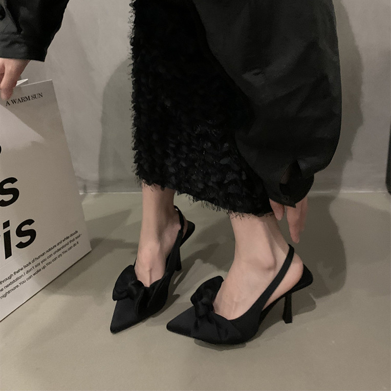 Sandale cu toc înalt cu vârf ascuțit pentru femei, vara 2023, în stil coreean, pantofi Bowie, pantofi de petrecere, rochie, rochie, cu toc subțire