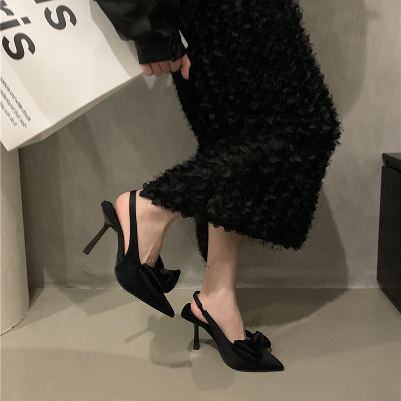 Sandale cu toc înalt cu vârf ascuțit pentru femei, vara 2023, în stil coreean, pantofi Bowie, pantofi de petrecere, rochie, rochie, cu toc subțire