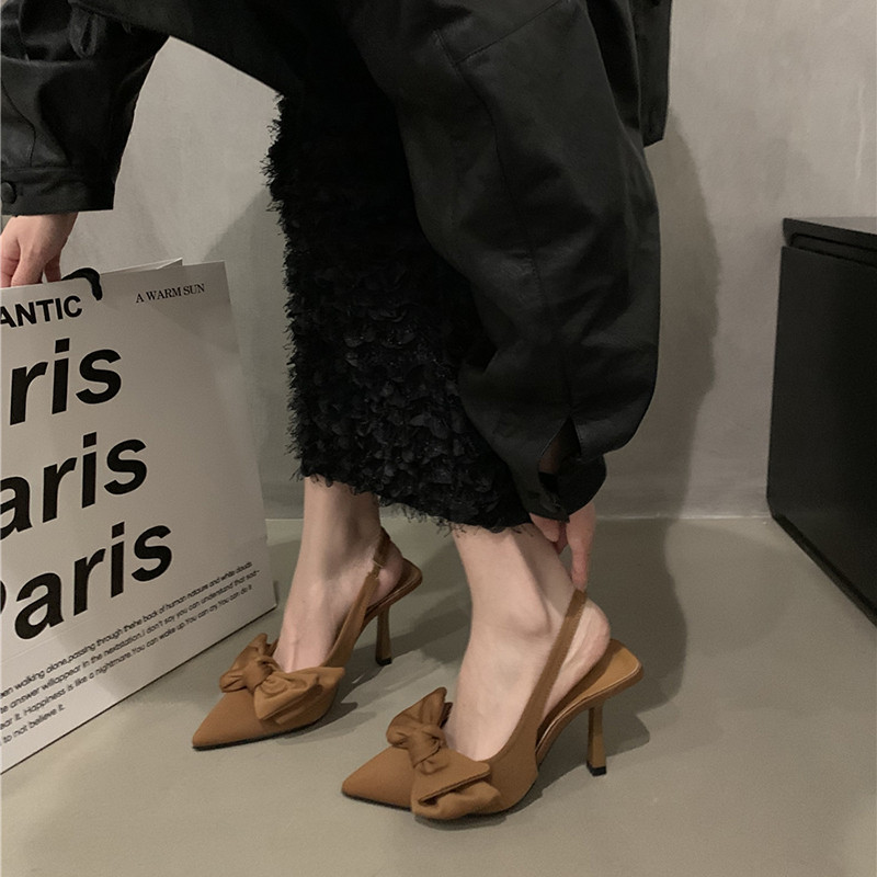 Sandale cu toc înalt cu vârf ascuțit pentru femei, vara 2023, în stil coreean, pantofi Bowie, pantofi de petrecere, rochie, rochie, cu toc subțire