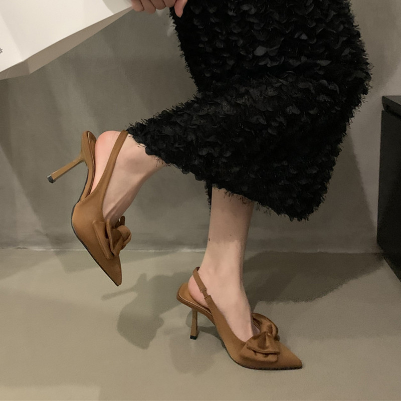 Sandale cu toc înalt cu vârf ascuțit pentru femei, vara 2023, în stil coreean, pantofi Bowie, pantofi de petrecere, rochie, rochie, cu toc subțire