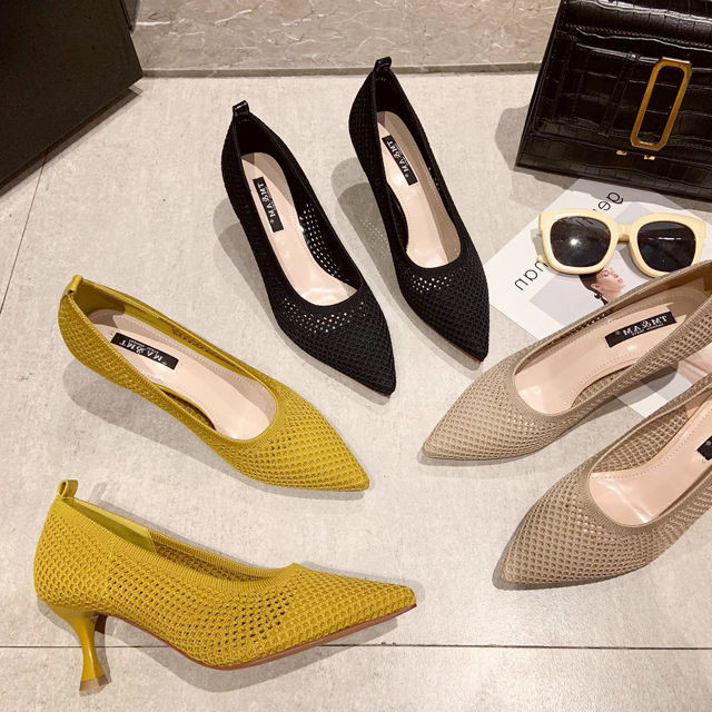 Pompe pentru femei de vară, confortabile, cu toc triunghi, pantofi de petrecere stiletto, sexy, pantofi cu un singur toc înalt, cu plasă, pantofi respirabili pentru femei