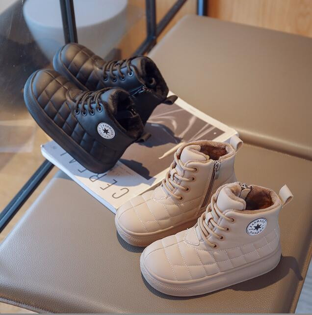 Dječje kožne gležnjače Djevojčice Baršunaste ležerne visoke pamučne cipele Dječaci Čizme za snijeg Dječje plišane modne čizme Zimske