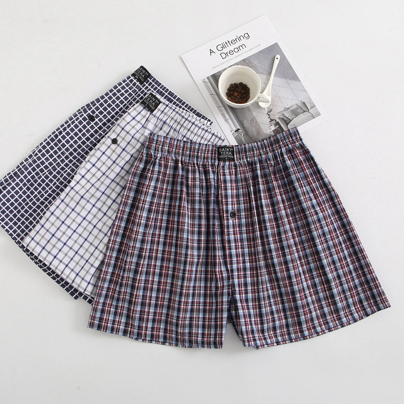 Ljeto Muško donje rublje Bokserice Ležerne pamučne gaće za spavanje Karirane široke udobne kućne odjeće Basics Arrow Gaćice Cueca