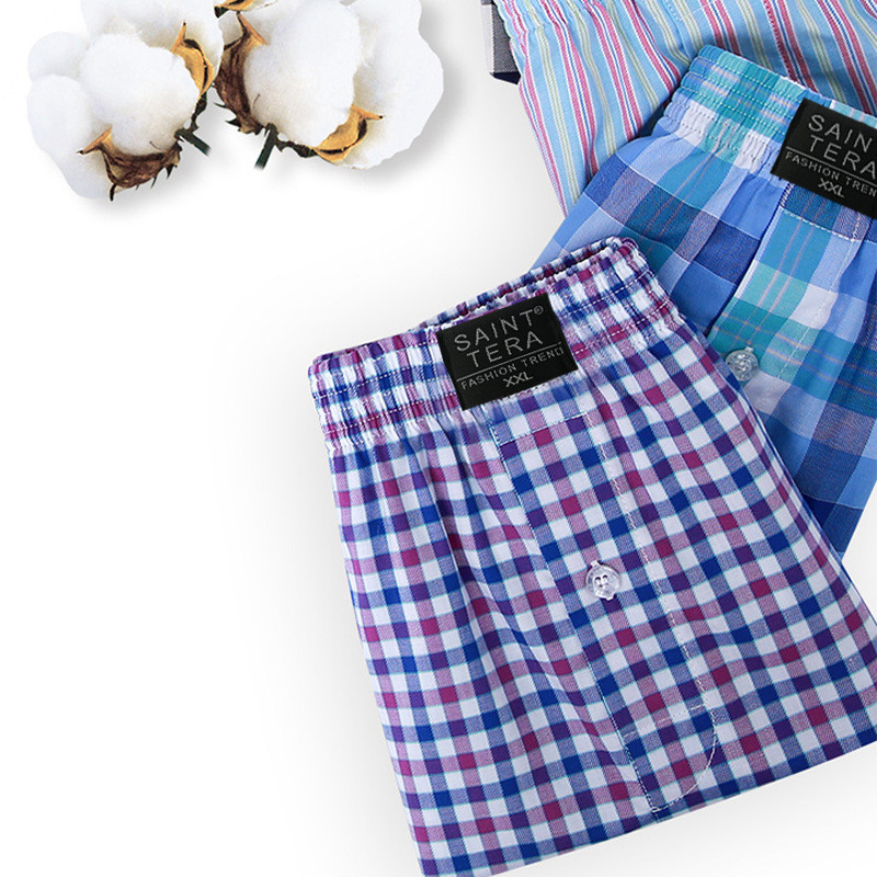 Ljeto Muško donje rublje Bokserice Ležerne pamučne gaće za spavanje Karirane široke udobne kućne odjeće Basics Arrow Gaćice Cueca