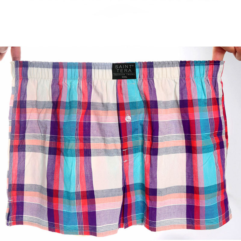 Ljeto Muško donje rublje Bokserice Ležerne pamučne gaće za spavanje Karirane široke udobne kućne odjeće Basics Arrow Gaćice Cueca