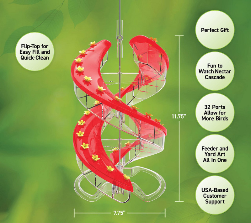 Hrănitor pentru colibri Helix în aer liber, curăţat uşor, rezistent la scurgeri, hrănitor pentru păsări sălbatice în exterior, adăpator, agăţat pentru curte, accesorii pentru decorarea grădinii