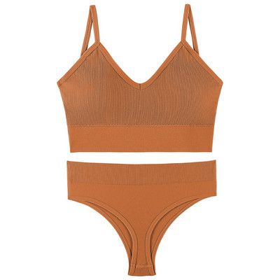 Set de sutien fără cusături pentru femei, tanga sexy, chiloți cu talie joasă, sutien fără sârmă, lenjerie, sutien, set de lenjerie de corp pentru femeie din bumbac