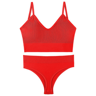 Set de sutien fără cusături pentru femei, tanga sexy, chiloți cu talie joasă, sutien fără sârmă, lenjerie, sutien, set de lenjerie de corp pentru femeie din bumbac