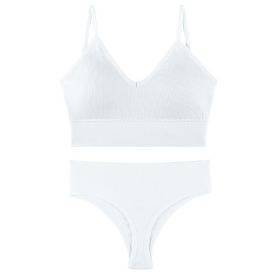 Set de sutien fără cusături pentru femei, tanga sexy, chiloți cu talie joasă, sutien fără sârmă, lenjerie, sutien, set de lenjerie de corp pentru femeie din bumbac