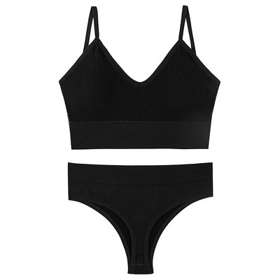 Set de sutien fără cusături pentru femei, tanga sexy, chiloți cu talie joasă, sutien fără sârmă, lenjerie, sutien, set de lenjerie de corp pentru femeie din bumbac