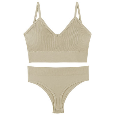 Set de sutien fără cusături pentru femei, tanga sexy, chiloți cu talie joasă, sutien fără sârmă, lenjerie, sutien, set de lenjerie de corp pentru femeie din bumbac