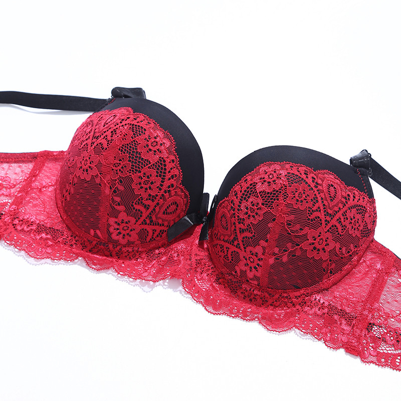 Julexy Lenjerie de corp sexy din dantelă pentru femei Push Up Sutien și Chiloți Set Slip intim, ajustabil