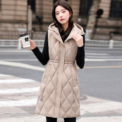 Nove jesensko-zimske jakne Ženska pamučna vesta s kapuljačom, jednobojna korejska srednje duga jakna bez rukava, ženski prsluk Chaleco Mujer