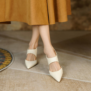 Дамски сандали 2022 г. Нови френски гръбни празни пръсти на шпилки Дамски сандали на висок ток с остри пръсти Едноцветни дамски обувки в римски стил