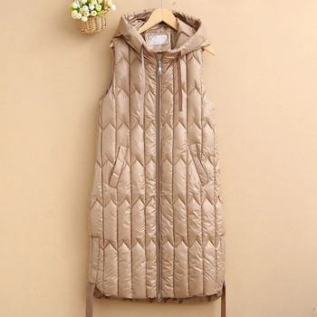 Παλτό Φθινόπωρο/Χειμώνα 2023 Βαμβακερό γιλέκο Γυναικείο μακρύ γιλέκο φαρδύ αμάνικο μπουφάν με κουκούλα Γυναικείο γιλέκο Εξωτερικά ρούχα Chaleco Mujer