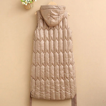 Παλτό Φθινόπωρο/Χειμώνα 2023 Βαμβακερό γιλέκο Γυναικείο μακρύ γιλέκο φαρδύ αμάνικο μπουφάν με κουκούλα Γυναικείο γιλέκο Εξωτερικά ρούχα Chaleco Mujer