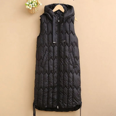 2023. Jesen/Zima Kaput Punji pamučni prsluk Ženski dugi prsluk Široka jakna bez rukava s kapuljačom Ženski prsluk Gornja odjeća Chaleco Mujer