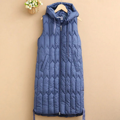 2023. Jesen/Zima Kaput Punji pamučni prsluk Ženski dugi prsluk Široka jakna bez rukava s kapuljačom Ženski prsluk Gornja odjeća Chaleco Mujer